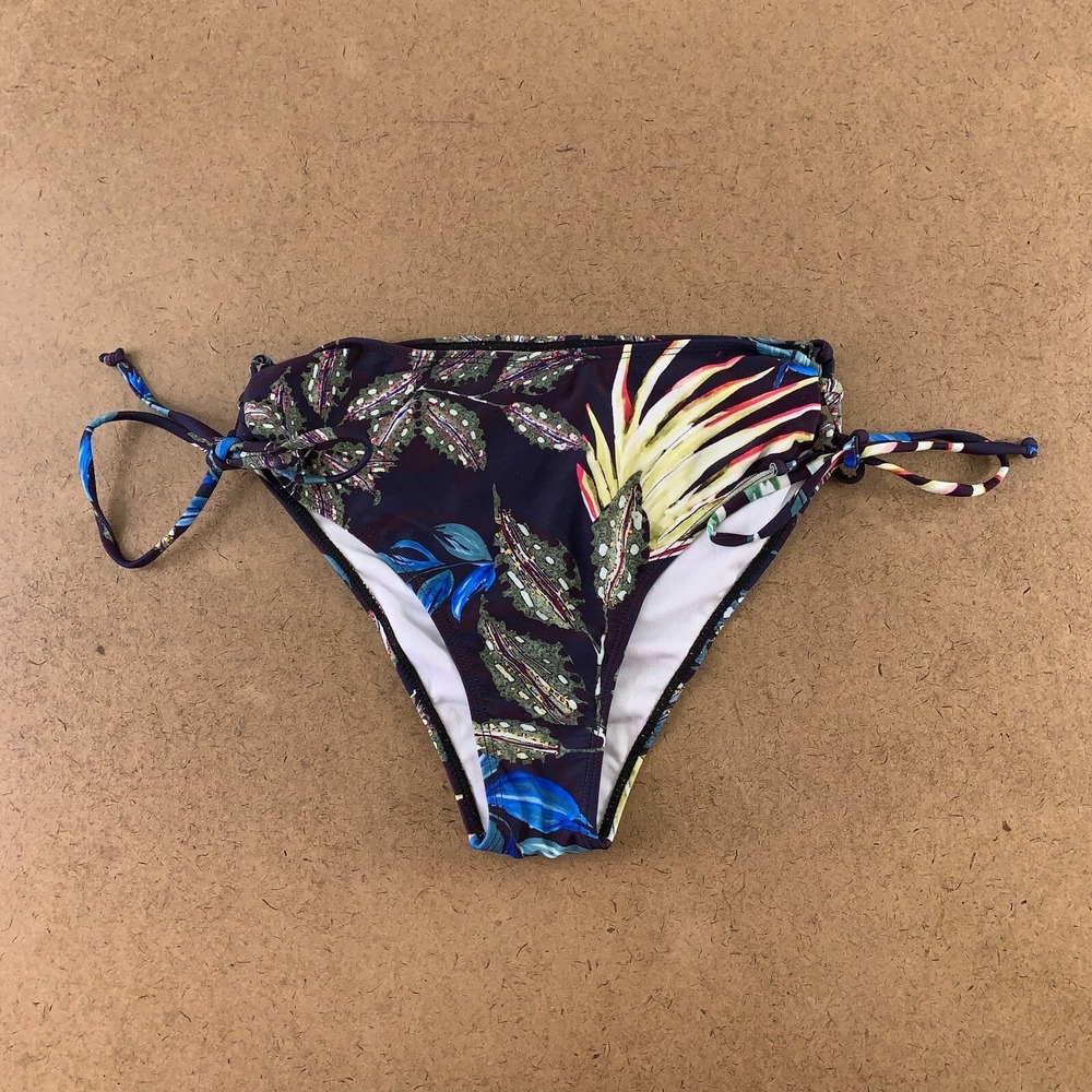 Lili Collection Women's Size Medium Black Printed Side Tie Bikini Swim Bottom